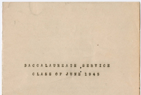 Baccalaureate Service program June 1945 for Topaz High School (ddr-densho-484-9)