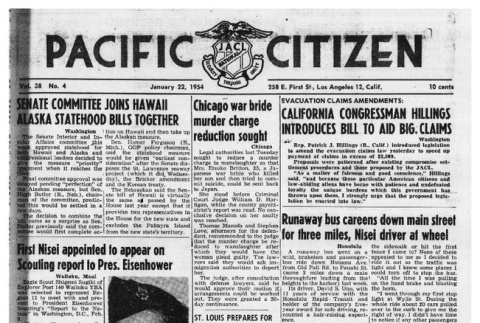 The Pacific Citizen, Vol. 38 No. 4 (January 22, 1954) (ddr-pc-26-4)