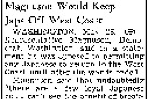 Magnuson Would Keep Japs Off West Coast (May 26, 1943) (ddr-densho-56-919)