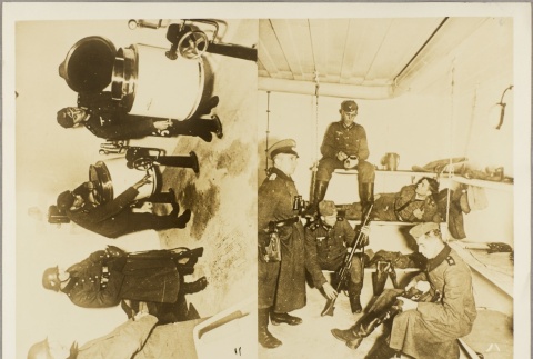 Photos of German soldiers inspecting equipment and resting in a bunker (ddr-njpa-13-898)
