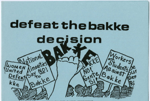 Pamphlet, Defeat the Bakke Decision (ddr-densho-444-59)