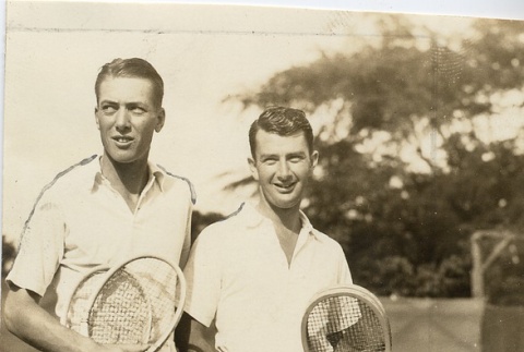 Two tennis players on the court (ddr-njpa-1-2297)