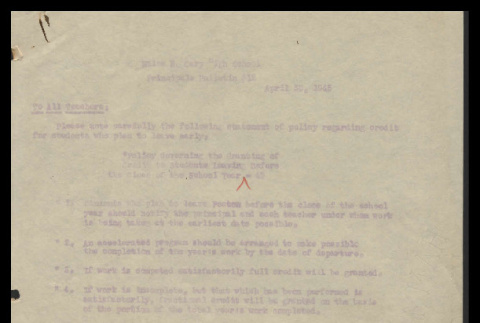 Principal's bulletin (Parker, Arizona), no. 12 (April 30, 1945) (ddr-csujad-55-1776)