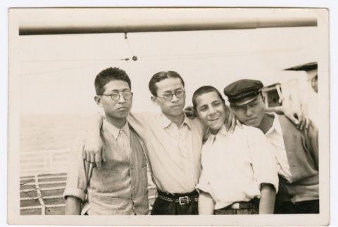 Four men on a ship (ddr-densho-471-3)