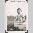 Toddler standing in wood box (ddr-densho-483-570)
