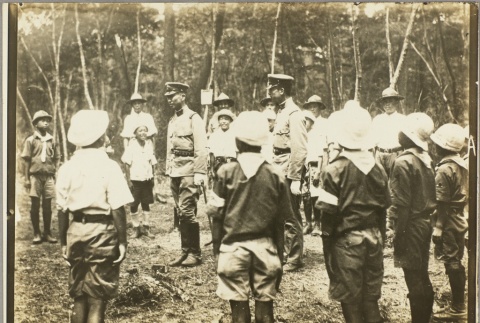 Japanese military officers speaking to a Boy Scout troop [?] (ddr-njpa-13-1194)