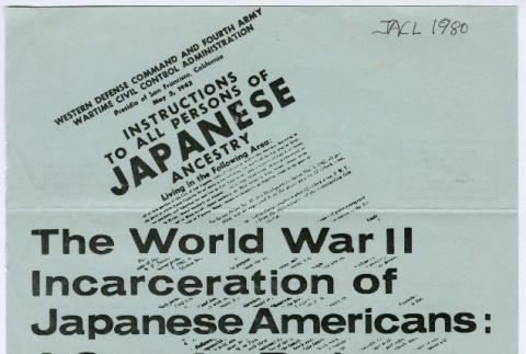 Flyer The World War II Incarceration of Japanese Americans:  A Case for Redress (ddr-densho-523-729)