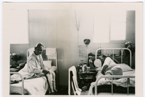 Two men in hospital beds (ddr-densho-475-417)