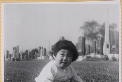 Susan Shiomi in cemetery (ddr-densho-522-317)