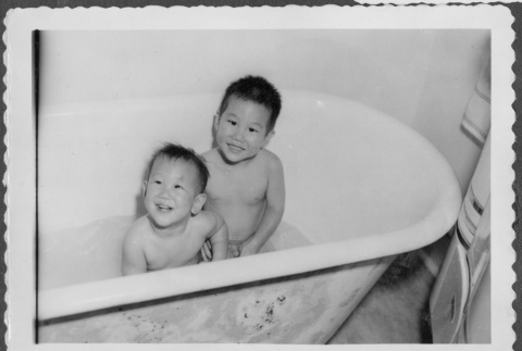 Kenny and Richie in the bath (ddr-densho-443-73)