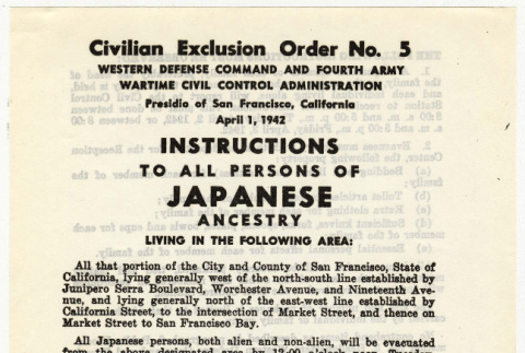 Copy of Civilian Exculsion Order No. 5 (ddr-densho-352-6)