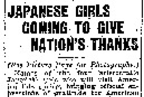 Japanese Girls Coming to Give Nation's Thanks (March 25, 1930) (ddr-densho-56-418)