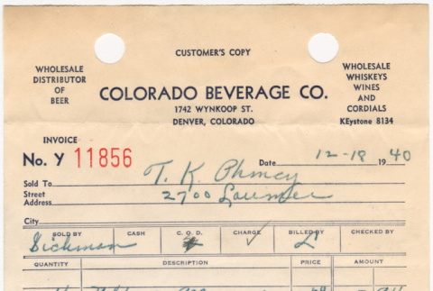 Invoice from Colorado Beverage Co. (ddr-densho-319-498)