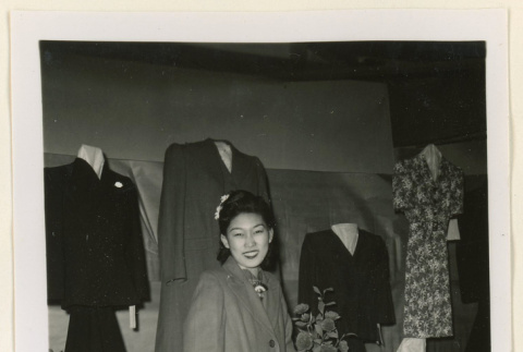 Woman at dressmaker's exhibit (ddr-densho-37-1222)