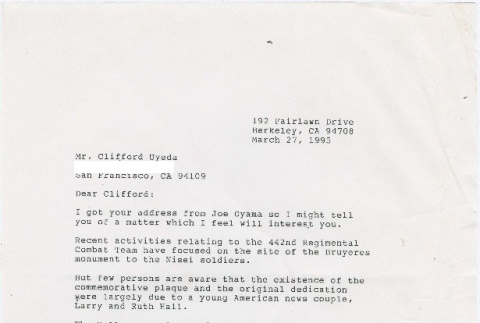 Letter from Guyo Tajiri to Clifford Uyeda (ddr-densho-338-178)