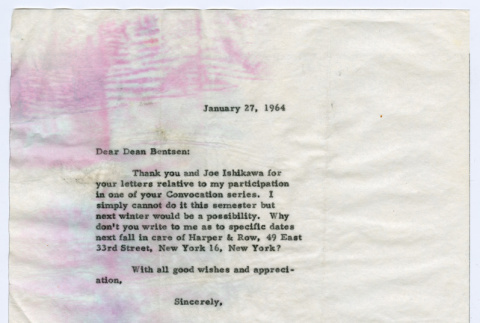 Letter from Theodore Sorensen to Dean Bentsen (ddr-densho-468-250)