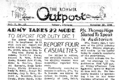 Rohwer Outpost Vol. V No. 43 (November 22, 1944) (ddr-densho-143-221)