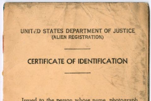 Certificate of Identification (Alien Registration) (ddr-densho-399-4)