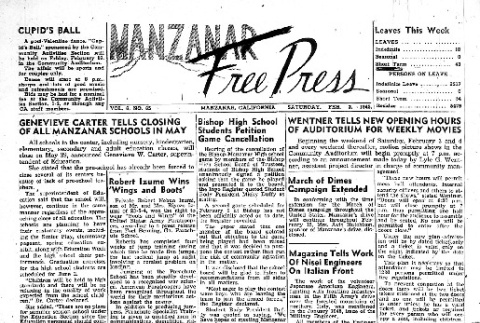 Manzanar Free Press Vol. 6 No. 65 (February 3, 1945) (ddr-densho-125-309)
