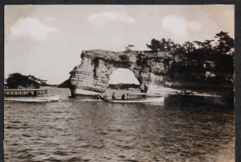 Arch rock with boats (ddr-densho-468-409)