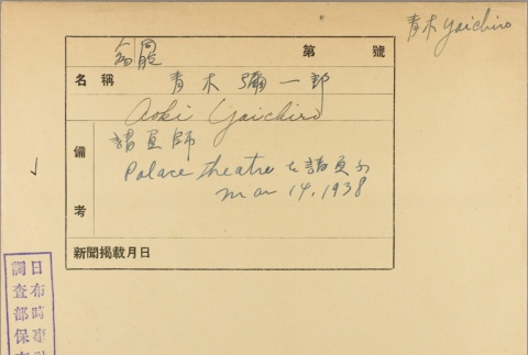 Envelope of Yaichiro Aoki photographs (ddr-njpa-5-179)