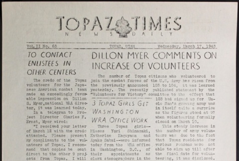 Topaz Times Vol. II No. 63 (March 17, 1943) (ddr-densho-142-126)