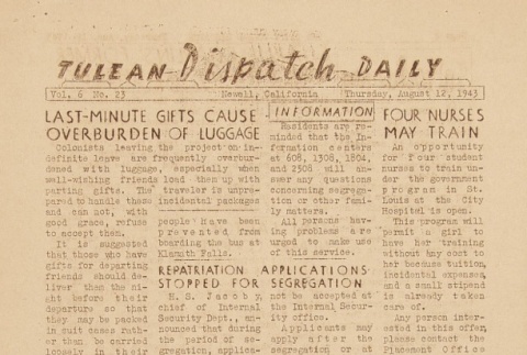 Tulean Dispatch Vol. 6 No. 23 (August 12, 1943) (ddr-densho-65-273)