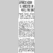 Japanese Again is Arrested in Hotel Fire Quiz. Oriental Cannery Worker, Friend of Woman Proprietor, Jailed After Jury Hears Evidence of Arson. (October 25, 1929) (ddr-densho-56-413)