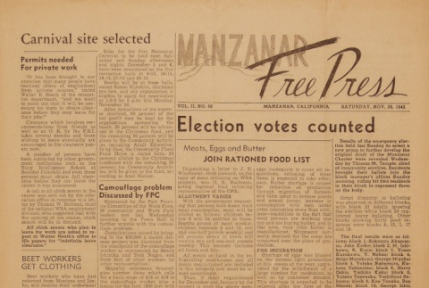 Manzanar Free Press Vol. II No. 56 (November 28, 1942) (ddr-densho-125-14)