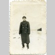 Herbert K. Yanamura standing in snow (ddr-densho-22-406)