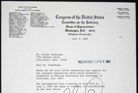 Letter to Gordon Yoshikawa from George Danielson (ddr-chijacl-1-348)