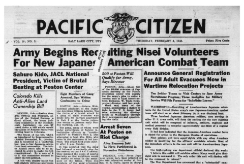 The Pacific Citizen, Vol. 16 No. 5 (February 4, 1943) (ddr-pc-15-5)