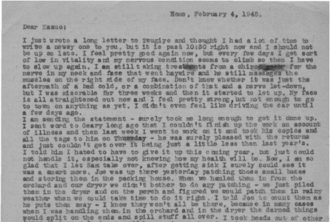 Letter from Lea Perry to Kazuo Ito, February 4, 1945 (ddr-csujad-56-104)