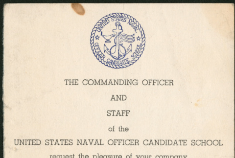 Graduation invitation for United State Naval Office Candidate school, Class Sixty-Four (ddr-densho-523-374)