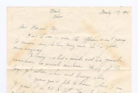 Letter from Tadashi Ishida to Mr. & Mrs. Y Ishida (ddr-densho-535-182)