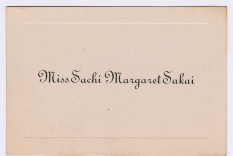 Sachi Margaret Sakai's graduation name card (ddr-densho-550-108)