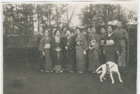 A group outside with a dog (ddr-densho-338-7)