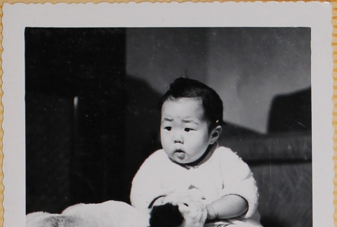 Susan Shiomi with stuffed toy (ddr-densho-522-166)