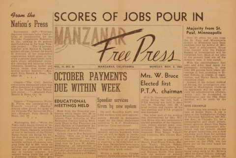 Manzanar Free Press Vol. II No. 45 (November 2, 1942) (ddr-densho-125-5)