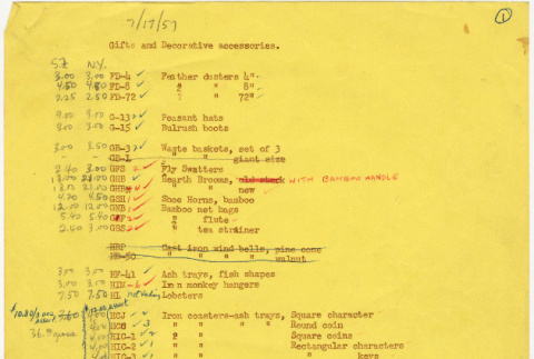 Inventory lists, with handwritten notations (ddr-densho-424-120)