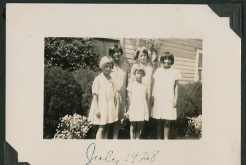 5 girls in yard (ddr-densho-378-669)