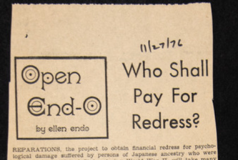 Clipping:  Who Shall Pay For Redress? (ddr-chijacl-1-45)