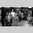 Paul Minerich, Loni Ding, Tim Nomiyama, Masao Kataoka, and Kenjiro Hayakawa at table (ddr-densho-1007-1140)