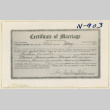 Masao Yamanaka and Marye Shimizu marriage certificate (ddr-densho-37-1821)