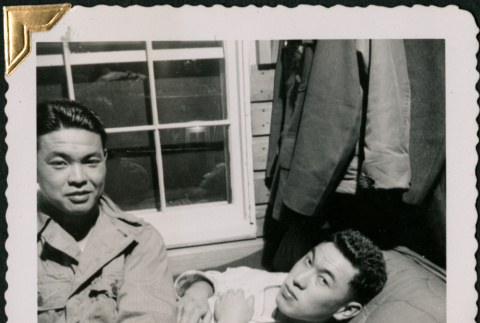 Two men in barracks (ddr-densho-434-77)