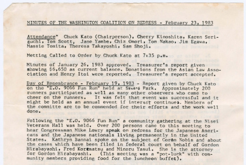 Minutes for meeting for Washington Coalition on Redress (ddr-densho-122-243)