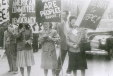 JACD members preparing for May Day march (ddr-densho-1007-504)