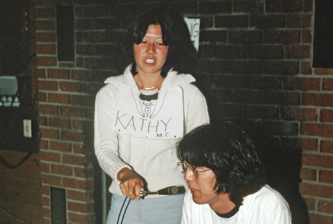 Kathy Kashima and Mike Okagaki performing a skit (ddr-densho-336-1207)