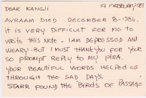 Letter from Elaine to Kaneji Domoto (ddr-densho-377-3033)