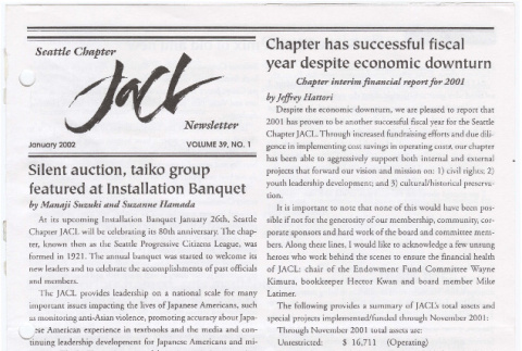 Seattle Chapter, JACL Reporter, Vol. 39, No. 1, January 2002 (ddr-sjacl-1-497)